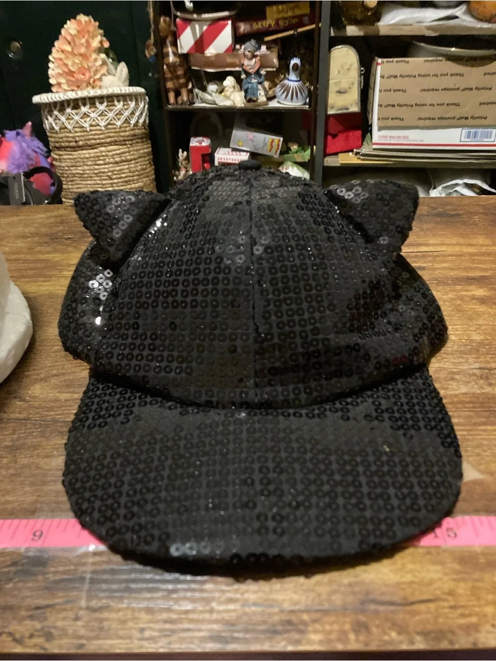 Justice black sequin baseball cap